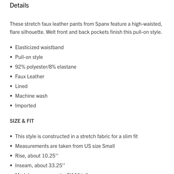 Spanx Stretch Faux Leather Flare Pants NWT XL BLACK - Picture 8 of 16